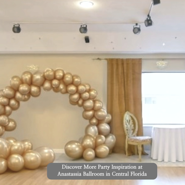 golden balloon arch matching wall color