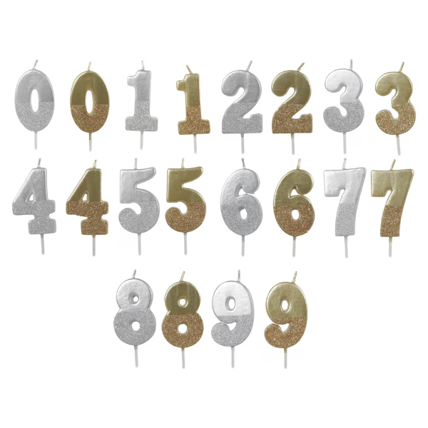 Glittery Number Candles