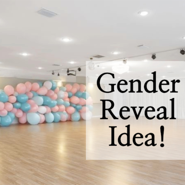 pink and blue balloon wall party idea
