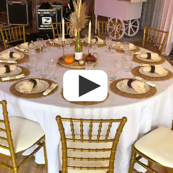 watch birthday party venue chair and table setup